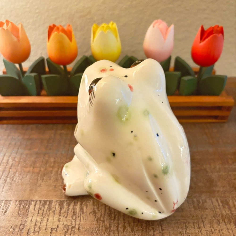Vtg Retro Big Wide Mouth Ceramic Frog Kitchen Sponge Sink Holder Hand painted - Picture 4 of 8